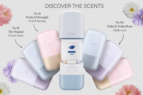 Dove No4 Violet & Tonka Bean 72h Antiperspirant Deodorant Refillable Kit 35ml
